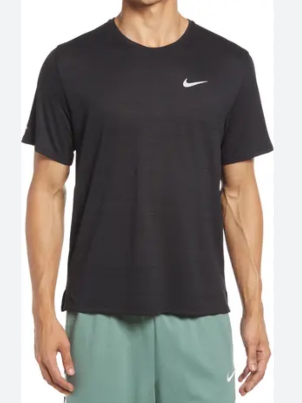 Black Nike Dri-FIT Miler Performance Running Shirt Reflective Detail Medium
